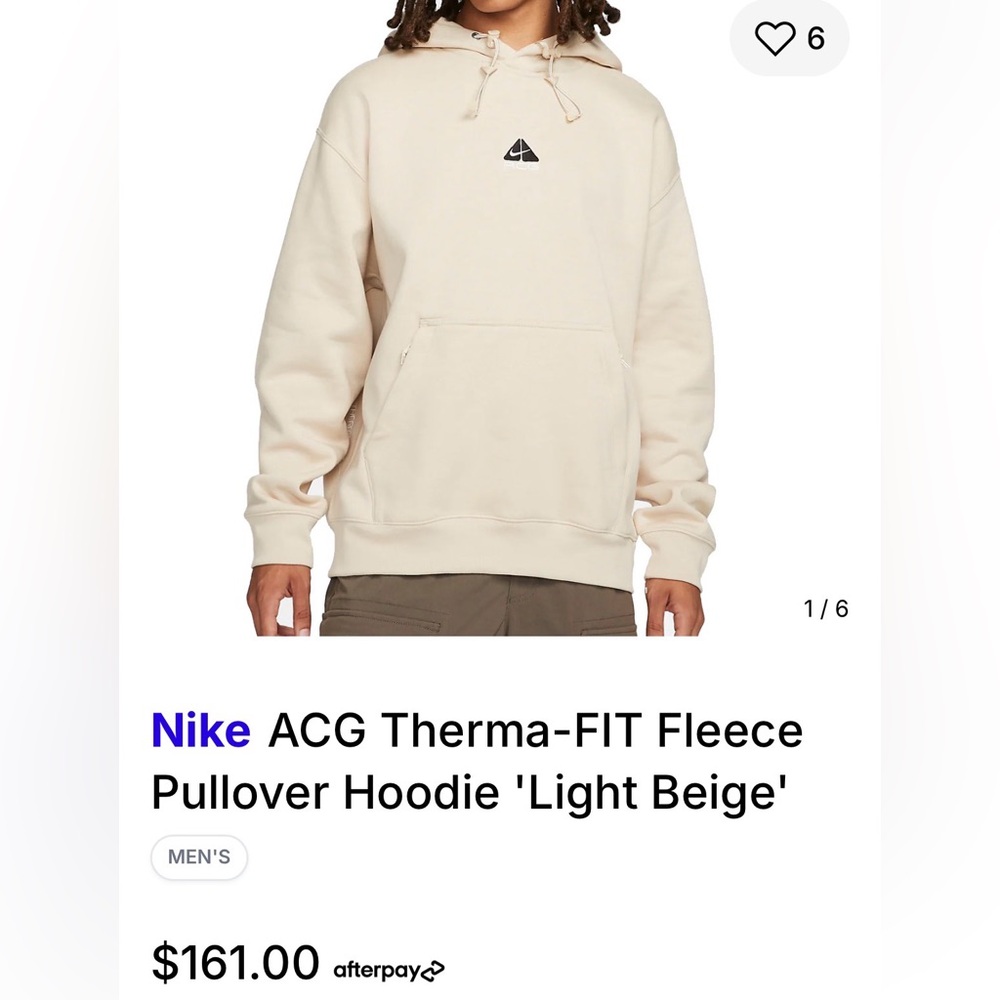 Nike ACG Fleece Pullover Hoodie in Light Beige